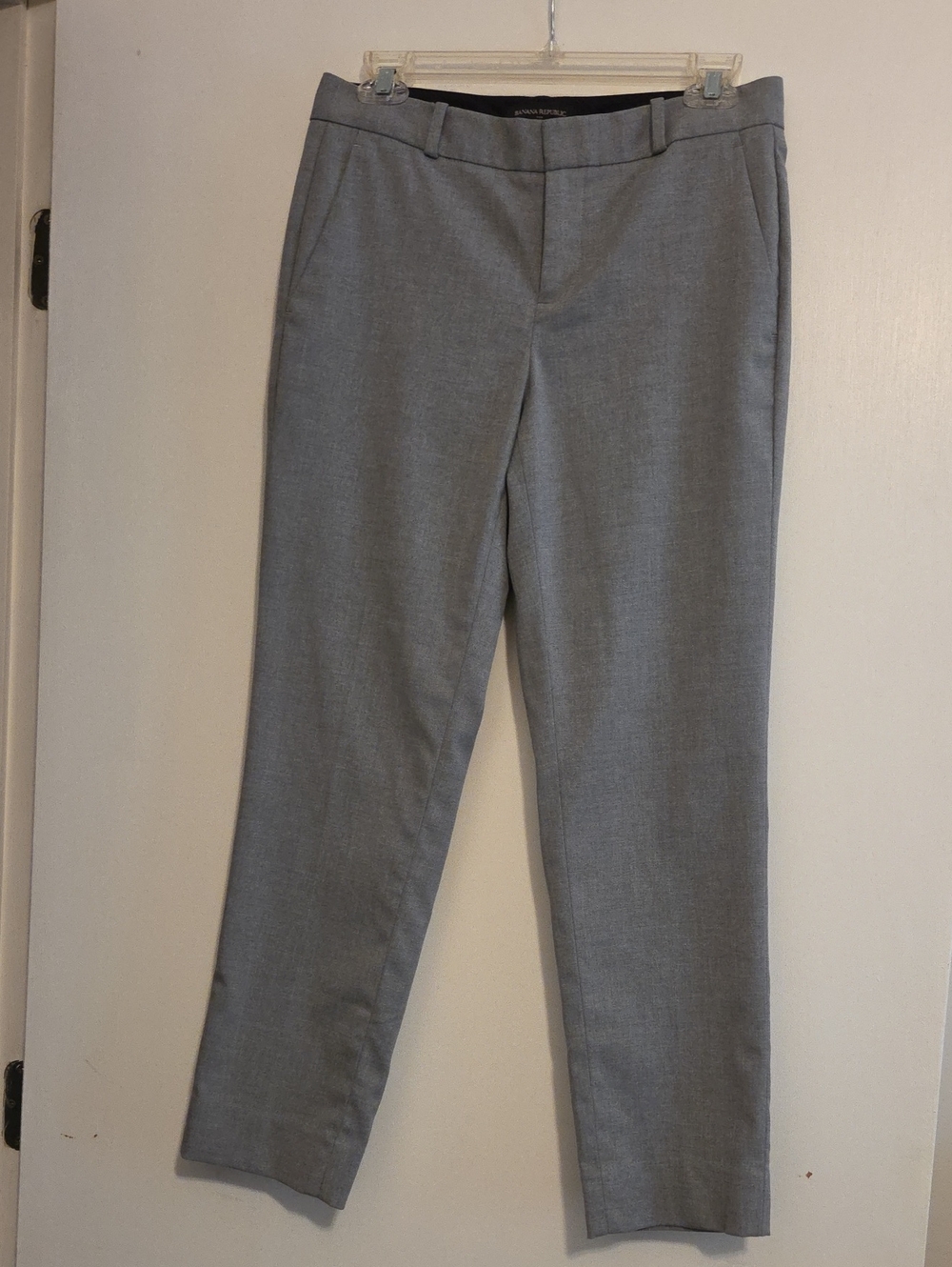 Women's Grey Work Trousers - Classic Straight Leg Ankle Pant
